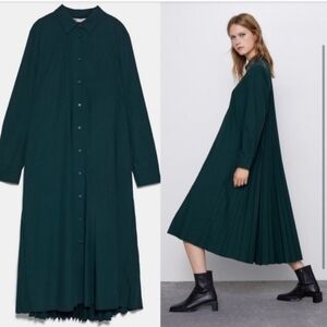 ZARA Shirt Style Dark Green Size S Brand New Dress